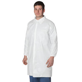 China Breathable Non Woven Disposable Lab Coats With White / Blue / Orange / Red Color supplier